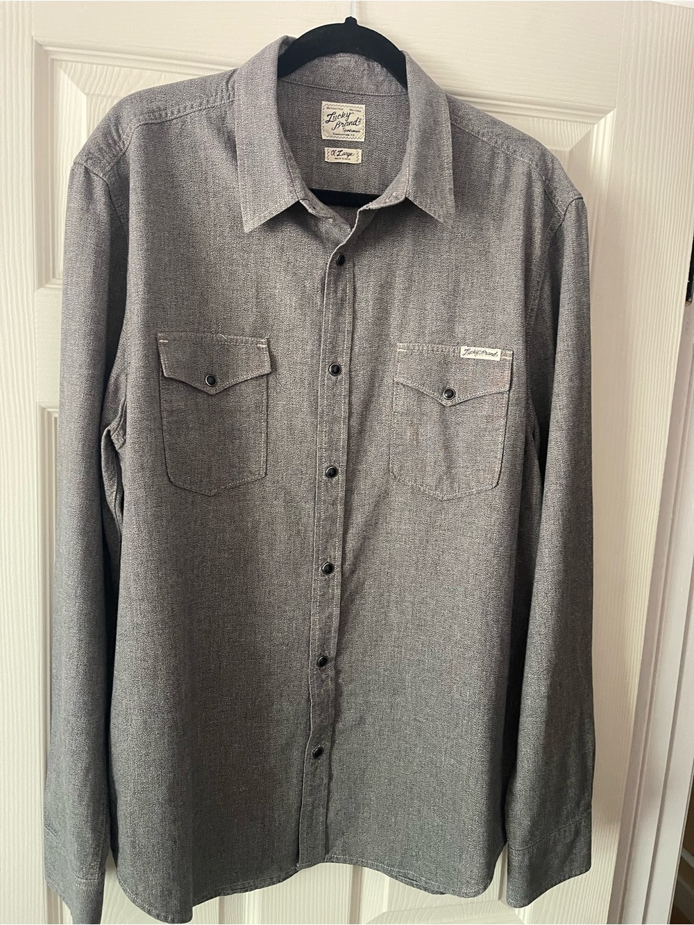 Lucky Brand Gray Long-Sleeve Pearl Snap Western Shirt
